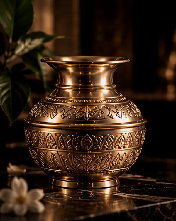 Engraved brass kalash